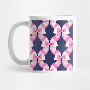 Preppy pink bows on navy blue pattern Mug